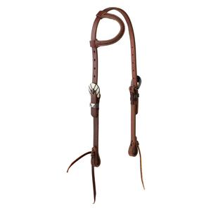 STS Ranch Engraved Buckle 3/4-in Harness Leather Sliding Ear Horse Headstall Weaver Leather